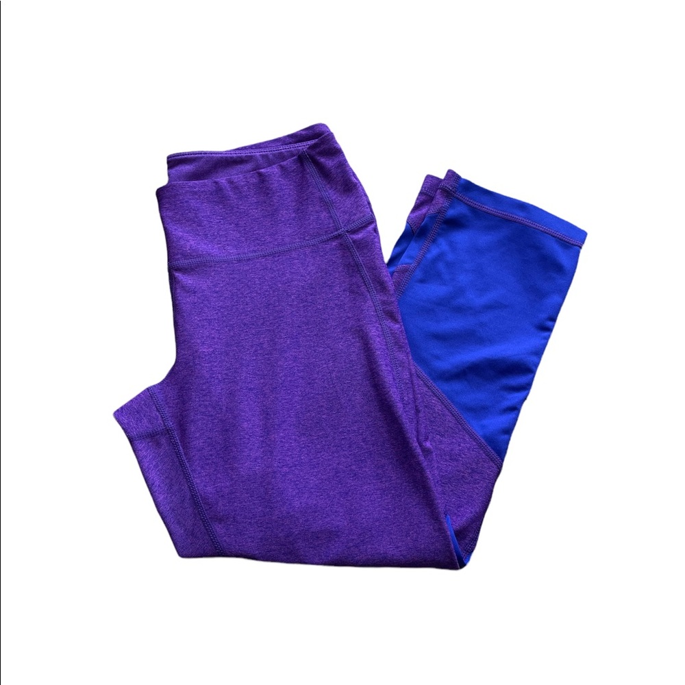 Z By Zella Womens M High Waist Daily Leggings Purple Stripe Yoga Athletic